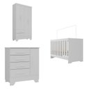 Ver imagem 2 de Quarto de Bebê Completo Guarda Roupa 4 Portas 2 Gavetas com Cômoda e Berço Lily Espresso Móveis Branco