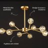 Lustre Dourado e Cristal 9 Globos Luxuoso - 6