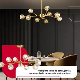 Lustre Dourado e Cristal 9 Globos Luxuoso - 2