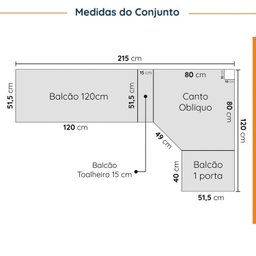 Cozinha Modulada 8 Peças sem Tampo Ipanema CabeCasa MadeiraOriginals Branco - 3