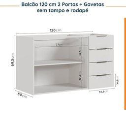 Cozinha Modulada 8 Peças sem Tampo Ipanema CabeCasa MadeiraOriginals Branco - 16