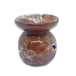 Rechô em Cerâmica Porta Velas Perfumadas Pétalas Marrom - 3