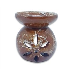 Rechô em Cerâmica Porta Velas Perfumadas Pétalas Marrom - 1