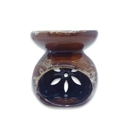 Rechô em Cerâmica Porta Velas Perfumadas Pétalas Marrom - 2