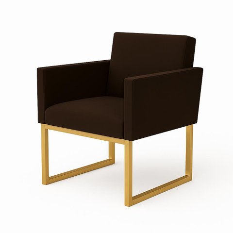 Poltrona Decorativa Reforçada para Recepção e Sala de Espera Marrom
