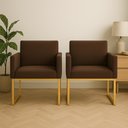 Ver imagem 3 de Poltrona Decorativa Reforçada para Recepção e Sala de Espera Marrom