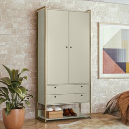 Closet Industrial Modulo 2 Portas 2 Gavetas Off White - Olivar Móveis - 1