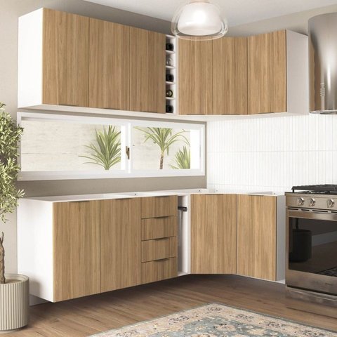 Cozinha Modulada 8 Peças sem Tampo Ipanema CabeCasa MadeiraOriginals Marrom/Acácia