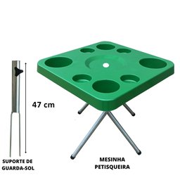 Mesa Praia Petisqueira Dobravel e Suporte Guarda Sol Chão Cor:verde - 4