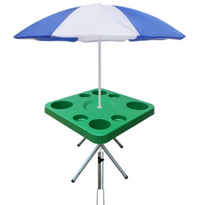 Mesa Praia Petisqueira Dobravel e Suporte Guarda Sol Chão Cor:verde