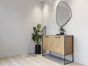 Ver imagem 2 de Aparador Buffet Multiuso 4 Portas em Mdf – Armário Decorativo para Sala, Jantar ou Hall: Carvalho