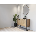 Ver imagem 2 de Aparador Buffet Multiuso 4 Portas em Mdf – Armário Decorativo para Sala, Jantar ou Hall: Carvalho