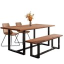 Ver imagem 2 de Conjunto Mesa com Banco e 2 Cadeiras Rústico Industrial Lumber Yescasa Marrom/Preto