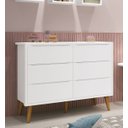 Ver imagem 2 de Cômoda 6 Gavetas Théo New Branco Fosco com Madeira - Reller