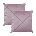 Ver imagem 1 de Kit 2 Capas para Almofada Drapeada em Veludo Quadrada 60x60 Rosa Quartzo