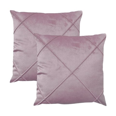 Kit 2 Capas para Almofada Drapeada em Veludo Quadrada 60x60 Rosa Quartzo