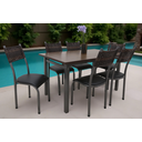 Ver imagem 3 de Conjunto Mesa de Jantar Lisboa 1.40m Tampo de Madeira com 6 Cadeiras Aço Junco de Cozinha