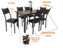 Ver imagem 2 de Conjunto Mesa de Jantar Lisboa 1.40m Tampo de Madeira com 6 Cadeiras Aço Junco de Cozinha