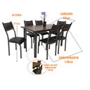 Ver imagem 2 de Conjunto Mesa de Jantar Lisboa 1.40m Tampo de Madeira com 6 Cadeiras Aço Junco de Cozinha
