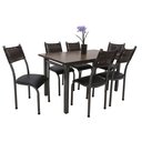 Ver imagem 1 de Conjunto Mesa de Jantar Lisboa 1.40m Tampo de Madeira com 6 Cadeiras Aço Junco de Cozinha