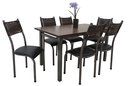 Ver imagem 1 de Conjunto Mesa de Jantar Lisboa 1.40m Tampo de Madeira com 6 Cadeiras Aço Junco de Cozinha
