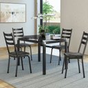 Ver imagem 1 de Conjunto Mesa 107x73cm Malva com 4 Cadeiras New Preto Floral Dourado/Preto