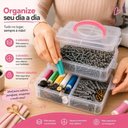 Ver imagem 4 de Maleta Multiuso Organizadora Kit Box Plasnorthon 2 Andares 3 Divisoes Compartimentos Empilhaveis