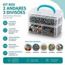 Ver imagem 7 de Maleta Multiuso Organizadora Kit Box Plasnorthon 2 Andares 3 Divisoes Compartimentos Empilhaveis