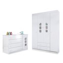Ver imagem 4 de Conjunto Guarda Roupa e Cômoda Sapateira Infantil Lívia 100% MDF para Quarto de Bebê Branco Phoenix