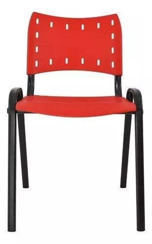 Kit Com 10 Cadeiras Iso Para Escola Escritório Comércio Vermelha Base Preta - 2