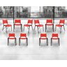 Kit com 10 Cadeiras Iso para Escola Escritório Comércio Vermelha Base Preta Ecomhome - 1