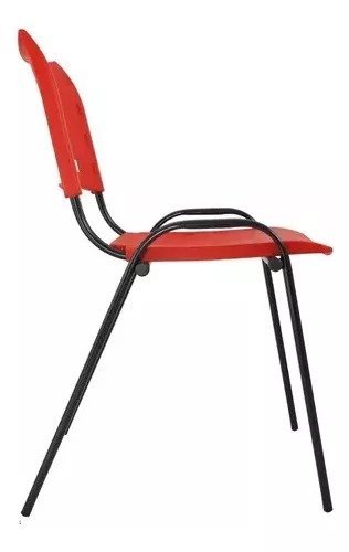 Kit Com 10 Cadeiras Iso Para Escola Escritório Comércio Vermelha Base Preta - 3