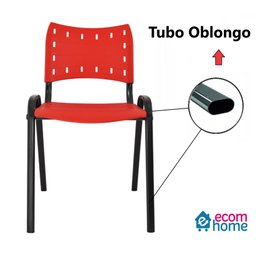 Kit com 10 Cadeiras Iso para Escola Escritório Comércio Vermelha Base Preta Ecomhome - 6