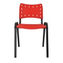 Ver imagem 2 de Kit com 10 Cadeiras Iso para Escola Escritório Comércio Vermelha Base Preta Ecomhome