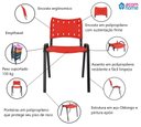 Ver imagem 6 de Kit com 10 Cadeiras Iso para Escola Escritório Comércio Vermelha Base Preta Ecomhome