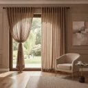 Ver imagem 2 de Cortina Sala Renda c/ Forro 3,00 Larg X 1,80 Alt Marrom