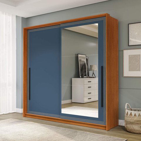 Guarda Roupa 180,1cm 2 Portas de Correr com Espelho 240853 Valência Politorno Móveis