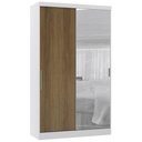 Ver imagem 1 de Guarda Roupa Solteiro 135cm 2 Portas e Espelho Delphi Branco/avelã L01 - Mpozenato