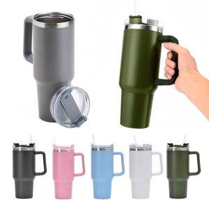 Copo Térmico Inox 1200ml com Alça e Canudo:branco