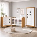 Ver imagem 1 de Quarto de Bebê Completo 100% MDF Berço Guarda-Roupa 3 Portas Ternura Marrom/Branco Amadeirado