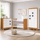 Ver imagem 1 de Quarto de Bebê Completo 100% MDF Berço Guarda-Roupa 3 Portas Ternura Marrom/Branco Amadeirado