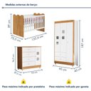 Ver imagem 4 de Quarto de Bebê Completo 100% MDF Berço Guarda-Roupa 3 Portas Ternura Marrom/Branco Amadeirado