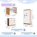 Ver imagem 4 de Quarto de Bebê Completo 100% MDF Berço Guarda-Roupa 3 Portas Ternura Marrom/Branco Amadeirado