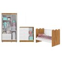 Ver imagem 5 de Quarto de Bebê Completo 100% MDF Berço Guarda-Roupa 3 Portas Ternura Marrom/Branco Amadeirado