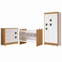 Ver imagem 3 de Quarto de Bebê Completo 100% MDF Berço Guarda-Roupa 3 Portas Ternura Marrom/Branco Amadeirado