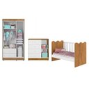 Ver imagem 5 de Quarto de Bebê Completo 100% MDF Berço Guarda-Roupa 3 Portas Ternura Marrom/Branco Amadeirado