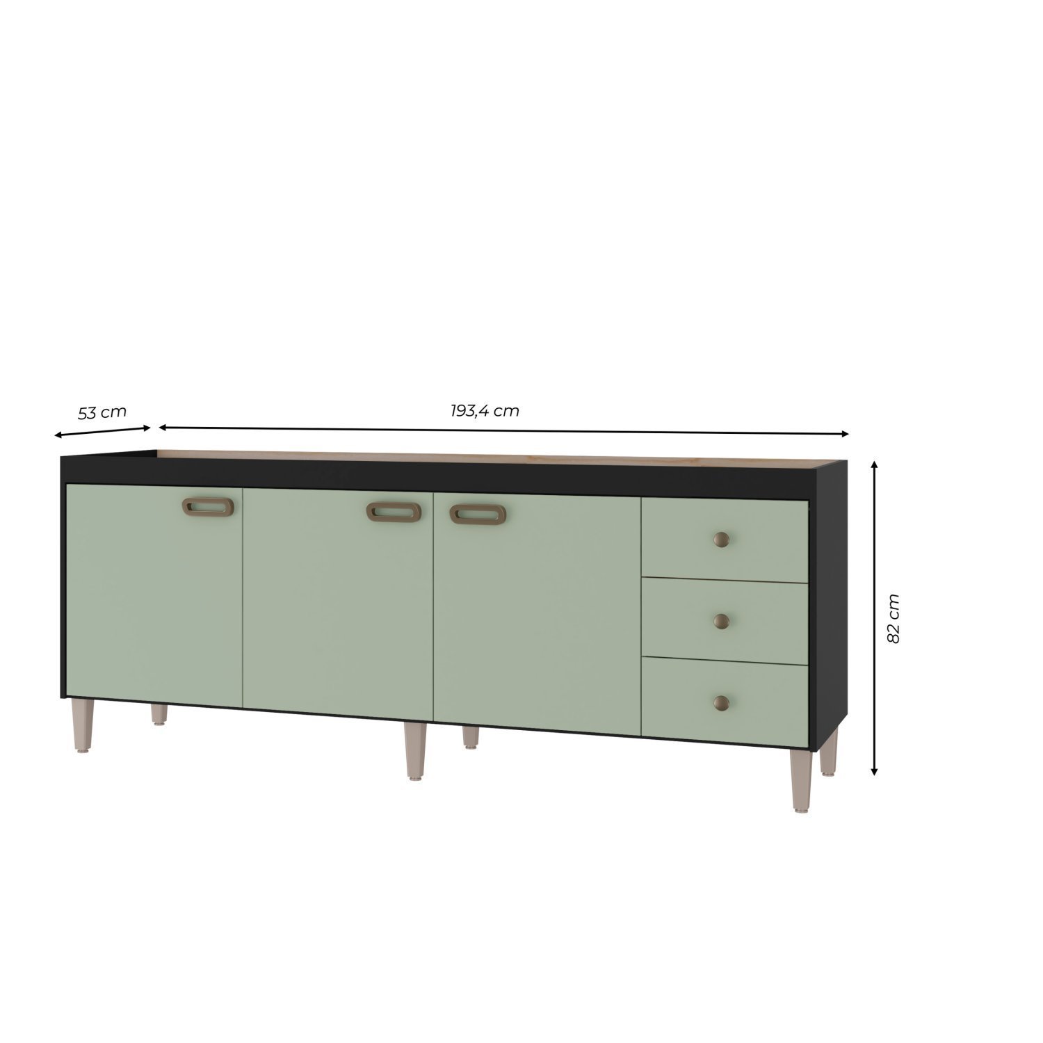 Gabinete para Pia 200cm 3 Portas 3 Gavetas Bréscia - 4