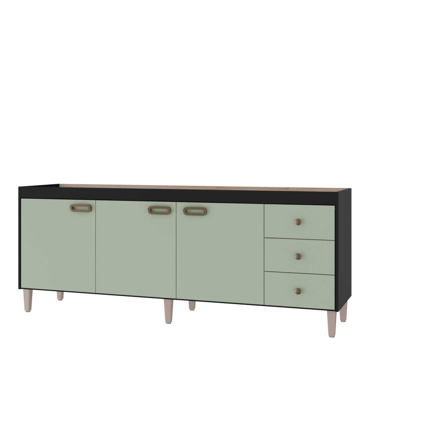 Gabinete para Pia 200cm 3 Portas 3 Gavetas Bréscia - 3