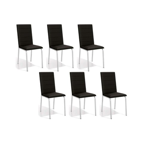 Kit 6 Cadeiras de Cozinha Amsterdã C091 6 Un Cromada Preto 110