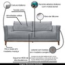Ver imagem 3 de Sofá Decorativo 3 Lugares 230cm Pés em Madeira Tarantino Linho Cinza - Gran Belo